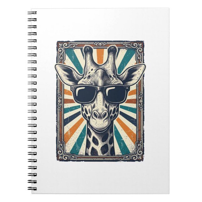 Vintage Giraffe Sunglasses Notebook (Front)