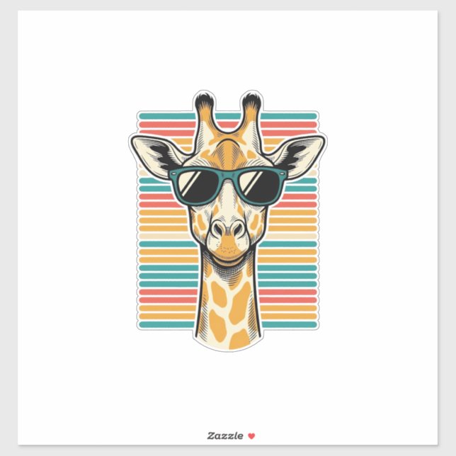 Vintage Giraffe Sunglasses Retro Stripe Vector Des (Sheet)