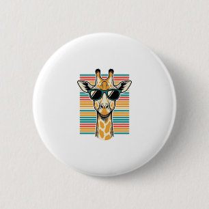 Vintage Giraffe Sunglasses Retro Stripe Vector Des 2 Inch Round Button