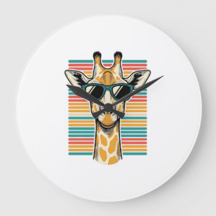 Vintage Giraffe Sunglasses Retro Stripe Vector Des Large Clock