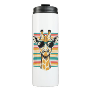 Vintage Giraffe Sunglasses Retro Stripe Vector Des Thermal Tumbler