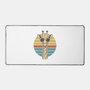Vintage Giraffe Sunglasses Retro Sunset Vector Des Desk Mat