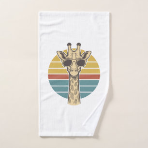 Vintage Giraffe Sunglasses Retro Sunset Vector Des Hand Towel
