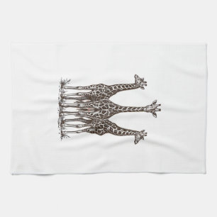 Vintage Giraffe Sunset Engraving Safari Shirt_1 Kitchen Towel