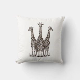 Vintage Giraffe Sunset Engraving Safari Shirt_1 Throw Pillow