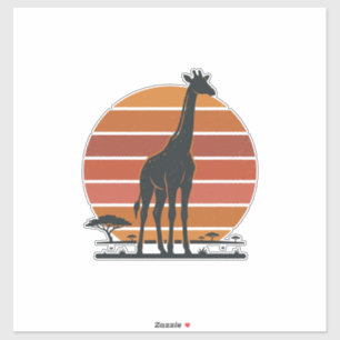 Vintage Giraffe Sunset Safari Vector Shirt Design_
