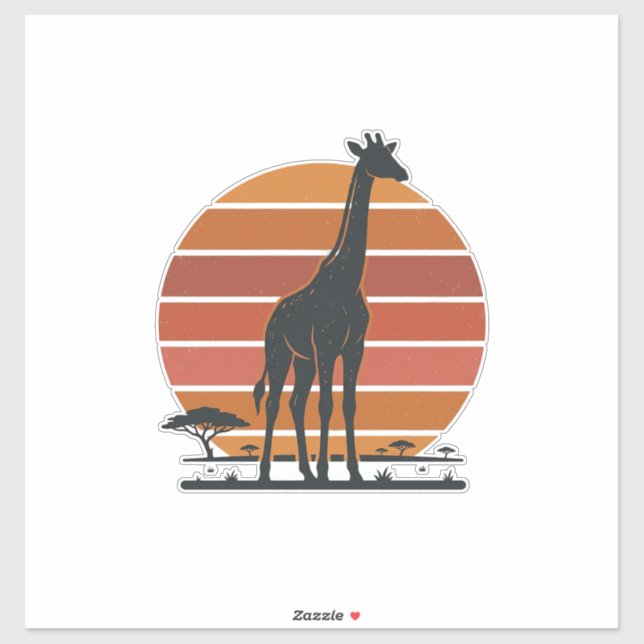 Vintage Giraffe Sunset Safari Vector Shirt Design_ (Sheet)