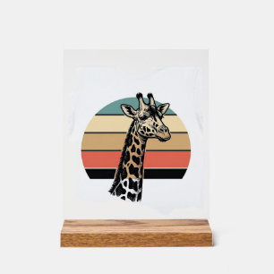 Vintage Giraffe Sunset Safari Vector Shirt Design Acrylic Sign