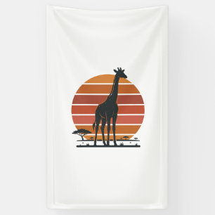 Vintage Giraffe Sunset Safari Vector Shirt Design_ Banner