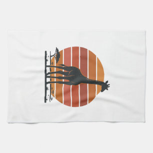 Vintage Giraffe Sunset Safari Vector Shirt Design_ Kitchen Towel