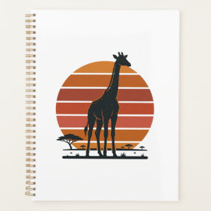 Vintage Giraffe Sunset Safari Vector Shirt Design_ Planner