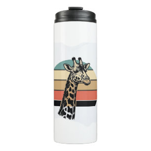 Vintage Giraffe Sunset Safari Vector Shirt Design Thermal Tumbler