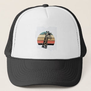 Vintage Giraffe Sunset Safari Vector Shirt Design  Trucker Hat