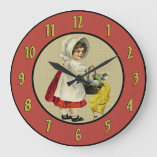 Vintage Girl And Chick Wall Clock
