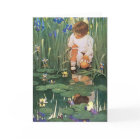 Vintage Girl and Fairies at Pond Mother's Day Card