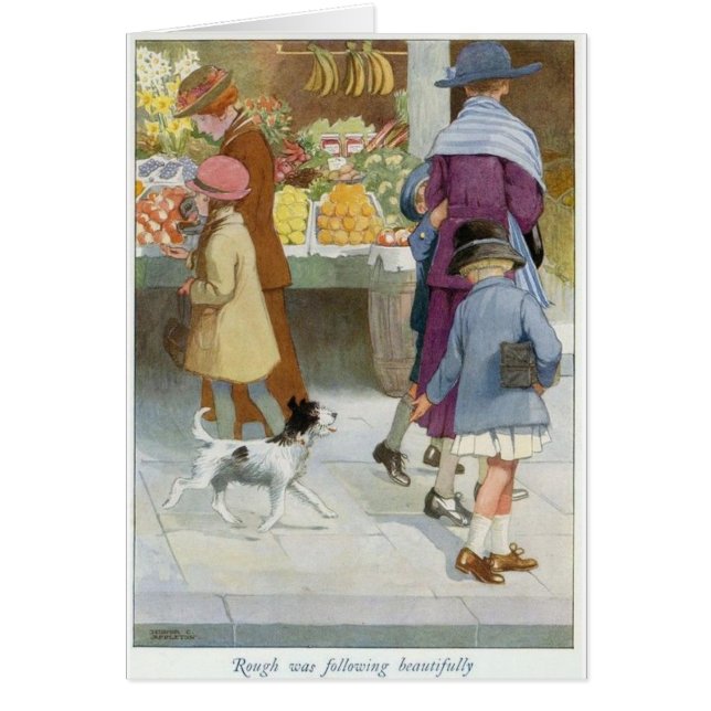 Vintage - Girl Being Followed by a Dog, (Front)