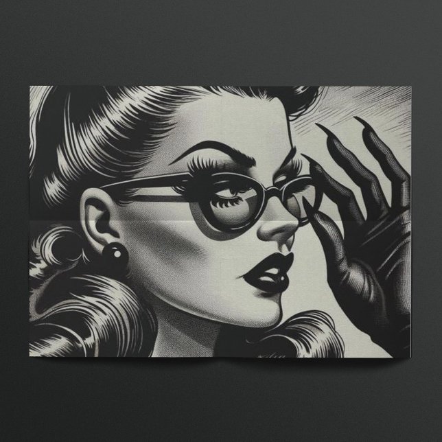 Vintage Girl Black and White Drawing Tissue Paper (Creator Uploaded)