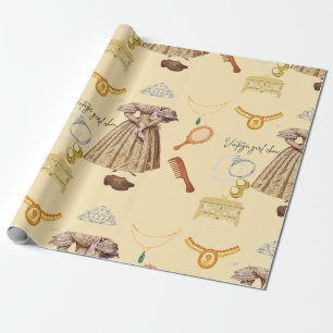 Vintage Girl Chic Fashion Accessories Wrapping Paper