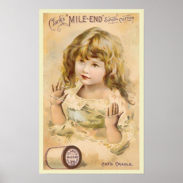 Vintage Girl Cotton Thread Advertisement Poster (Front)