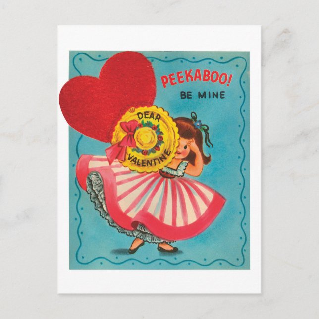 Vintage girl cute Valentine Holiday postcard (Front)