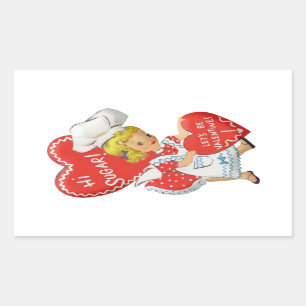 Vintage Girl Hi Sugar Let's Be Valentine's Rectan Sticker