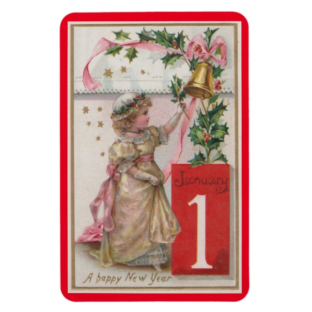 Vintage Girl January 1st Magnet (Vertical)