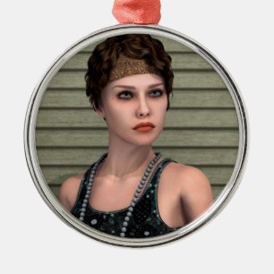 Vintage Girl Metal Ornament