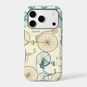 Vintage Girl Muted Colours Bike Pattern Iphone 