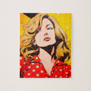 Vintage girl personalized photo unique comic  jigsaw puzzle