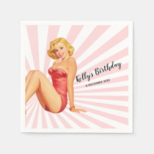 vintage girl, pin up, Cocktail Paper Napkins