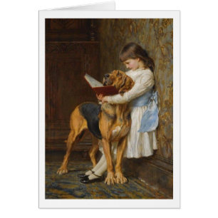 Vintage - Girl Reading to Her Dog,
