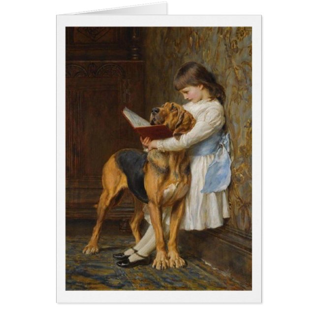 Vintage - Girl Reading to Her Dog, (Front)