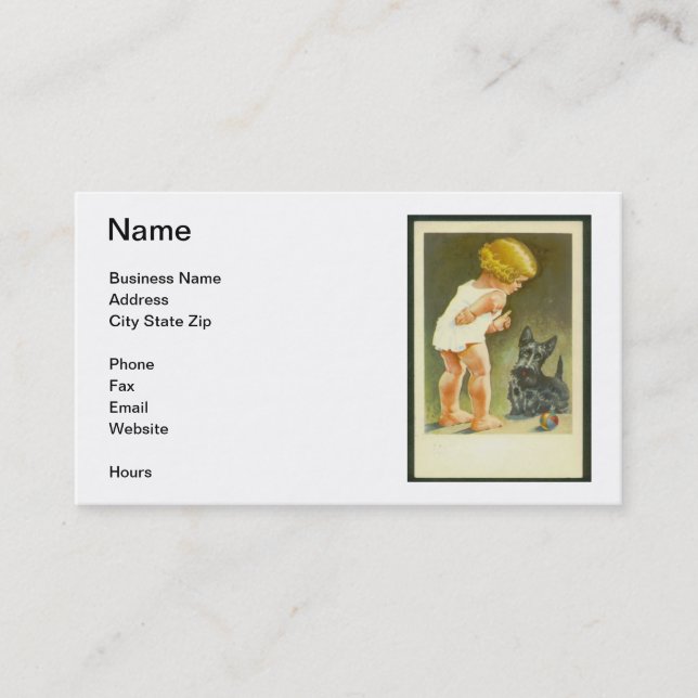 Vintage Girl & Scottish Terrier Business Card (Front)