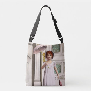 Vintage Girl - Sweet Retro Victorian Style Art Crossbody Bag