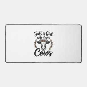 Vintage Girl Who Loves Cows Floral Cow Shirt Desig Desk Mat