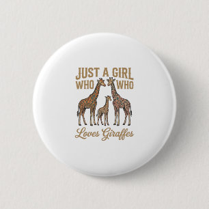 Vintage Girl Who Loves Giraffes Shirt Design_1 2 Inch Round Button