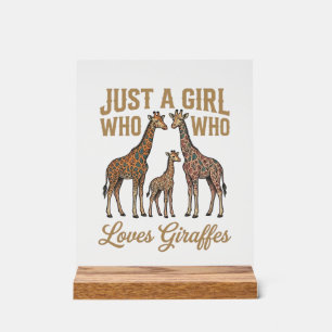 Vintage Girl Who Loves Giraffes Shirt Design_1 Acrylic Sign