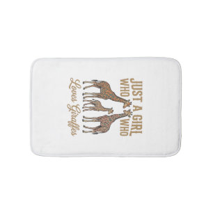 Vintage Girl Who Loves Giraffes Shirt Design_1 Bath Mat