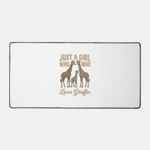 Vintage Girl Who Loves Giraffes Shirt Design_1 Desk Mat