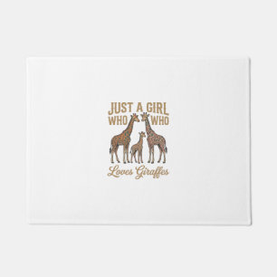 Vintage Girl Who Loves Giraffes Shirt Design_1 Doormat