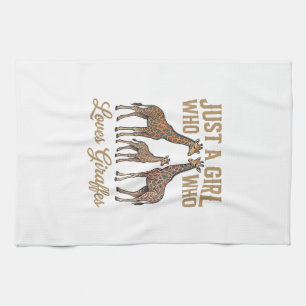 Vintage Girl Who Loves Giraffes Shirt Design_1 Kitchen Towel