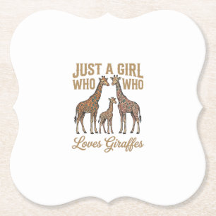 Vintage Girl Who Loves Giraffes Shirt Design_1 Paper Coaster