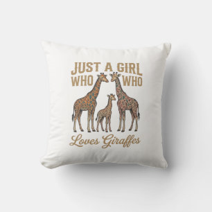 Vintage Girl Who Loves Giraffes Shirt Design_1 Throw Pillow