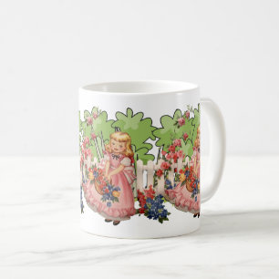 Vintage Girl with Floral Garden Charm Coffee Mug