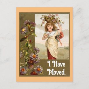 Vintage Girl With Flowers Postcard