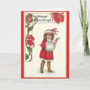 Vintage Girl With Muff Holiday Card