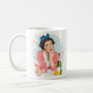 Vintage Girl with Pink Champagne Coffee Mug