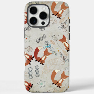 Vintage Girl Woodland Animals Fox Pattern iPhone 16 Pro Max Case