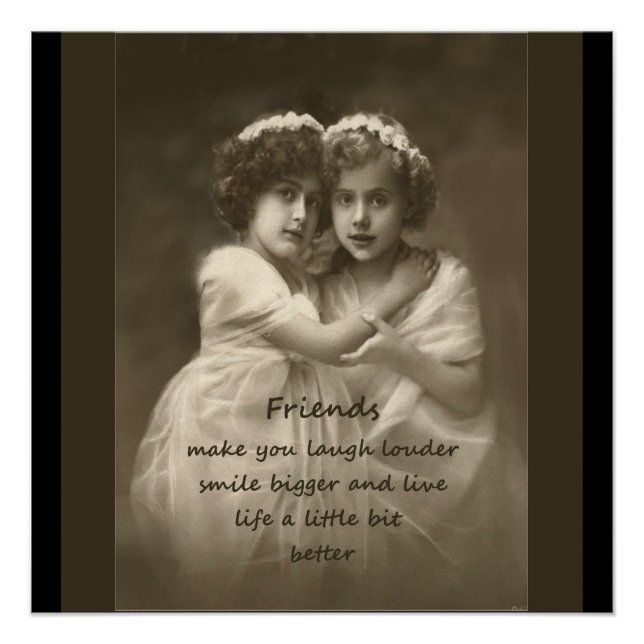 Vintage Girlfriends Friendship Quote Poster (Front)