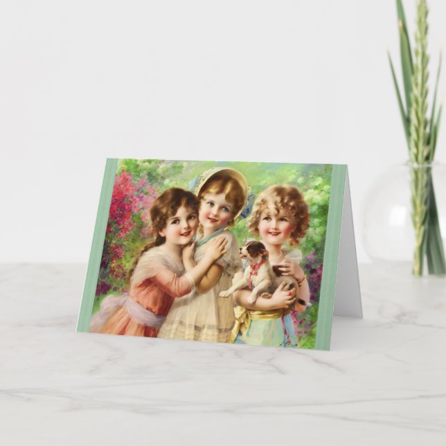 Vintage Girls Best Friends Birthday Card (Front)